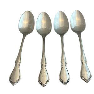 Oneidacraft Deluxe Stainless Flatware Set Chateau Floral 4 Tea Spoons Small Size